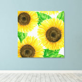 Zonnebloemen waterverf canvas afdruk (Insitu (Houten vloer))