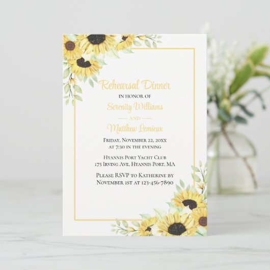 Zonnebloemen Waterverf Floral repeal Dinner Invi Kaart (Staand voorkant)