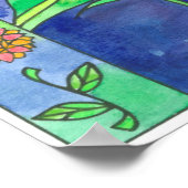 Zonnebloemen Waterverf Flowers Sun Moon Poster (Hoek)