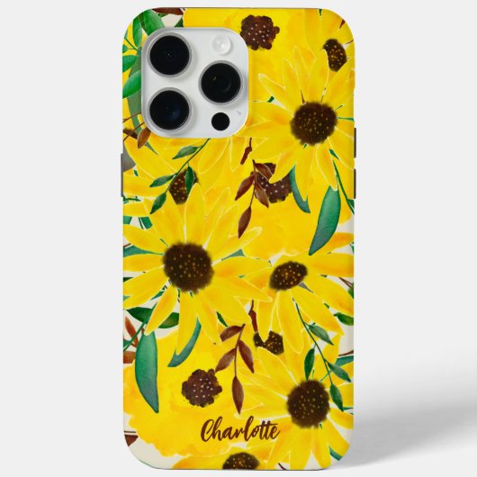 Zonnebloemen Waterverf Gele Bloemen Gepersonalisee Case-Mate iPhone Case (Achterkant)
