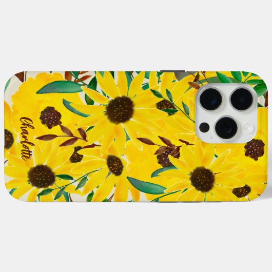 Zonnebloemen Waterverf Gele Bloemen Gepersonalisee Case-Mate iPhone Case (Achterkant (horizontaal))