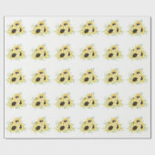 Zonnebloemen Waterverf Gele Florale bruiloft Cadeaupapier (Vlak)
