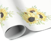 Zonnebloemen Waterverf Gele Florale bruiloft Cadeaupapier (Rol Hoek)