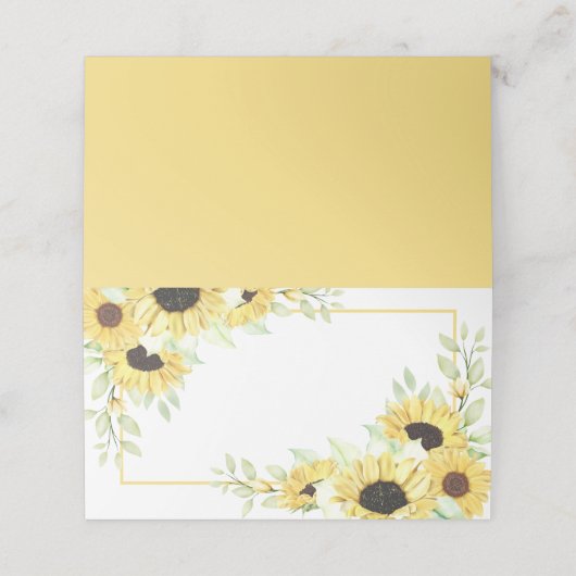 Zonnebloemen Waterverf Gele Florale bruiloft Plaatskaartje (Buitenkant ongevouwen)