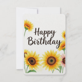 Zonnebloemen Waterverf Happy Birthday Kaart