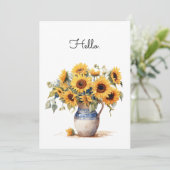 Zonnebloemen Waterverf Illustratie Flat Kaart (Staand voorkant)