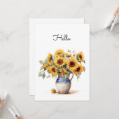 Zonnebloemen Waterverf Illustratie Flat Kaart (Voorkant / Achterkant in situ)