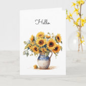 Zonnebloemen Waterverf Illustratie Groet Kaart (Gele Bloem)