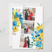 Zonnebloemen waterverf krans herfst foto bruiloft kaart (Achterkant)