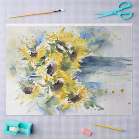 Zonnebloemen Waterverf Kunstontmijningspapier Tissuepapier (Craft)
