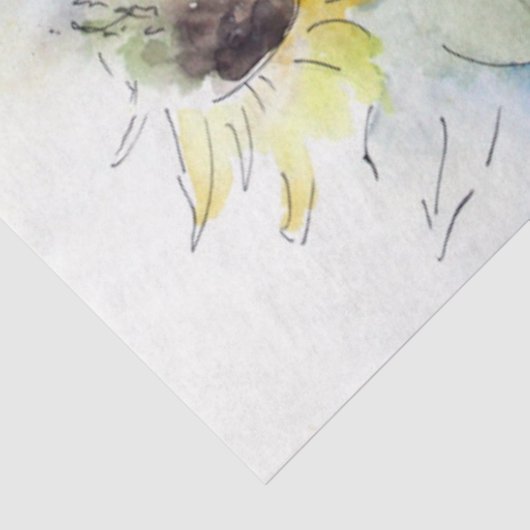 Zonnebloemen Waterverf Kunstontmijningspapier Tissuepapier (Detail)