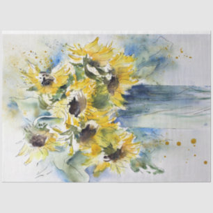 Zonnebloemen Waterverf Kunstontmijningspapier Tissuepapier