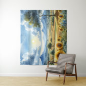 Zonnebloemen Waterverf Landscape Wandkleed (In situ)