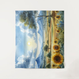 Zonnebloemen Waterverf Landscape Wandkleed