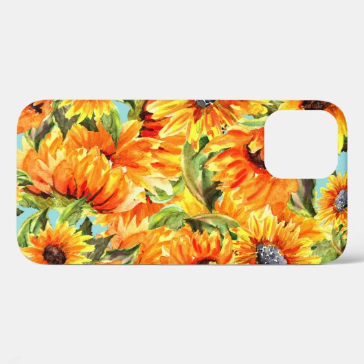 Zonnebloemen Waterverf: naadloze illustratie Case-Mate iPhone Case (Achterkant (horizontaal))