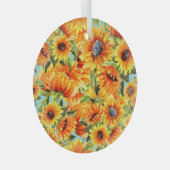 Zonnebloemen Waterverf: naadloze illustratie Glas Ornament (Voorkant Rechts)