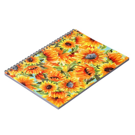 Zonnebloemen Waterverf: naadloze illustratie Notitieboek (Linkerzijde)