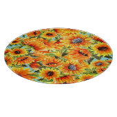 Zonnebloemen Waterverf: naadloze illustratie Snijplank (Hoek)