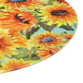 Zonnebloemen Waterverf: naadloze illustratie Snijplank (Hoek)