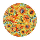 Zonnebloemen Waterverf: naadloze illustratie Snijplank (Voorkant)