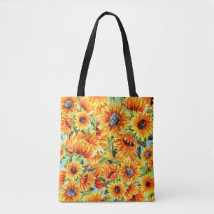 Zonnebloemen Waterverf: naadloze illustratie Tote Bag