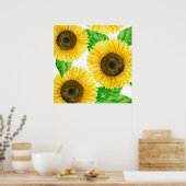 Zonnebloemen waterverf poster (Keuken)