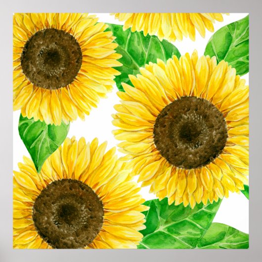 Zonnebloemen waterverf poster (Voorkant)