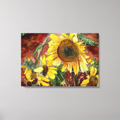Zonnebloemen waterverf schilderij canvas afdruk (Voorkant)