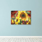 Zonnebloemen waterverf schilderij canvas afdruk (Insitu (Houten vloer))