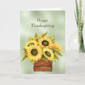Zonnebloemen Waterverf Thanksgiving Feestdagen Kaart (Voorkant)