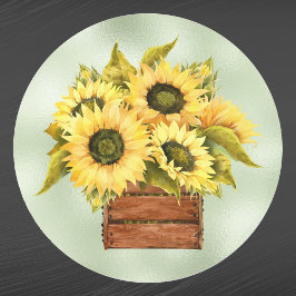 Zonnebloemen Waterverf Thanksgiving Ronde Sticker