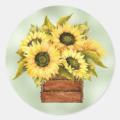 Zonnebloemen Waterverf Thanksgiving Ronde Sticker (Voorkant)