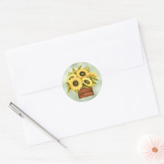 Zonnebloemen Waterverf Thanksgiving Ronde Sticker (Envelop)
