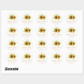 Zonnebloemen Waterverf Trouwstickers Ronde Sticker (Vel)