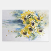 Zonnebloemen Waterverf Verpakkingsbladen Inpakpapier Vel (Voorkant 3)