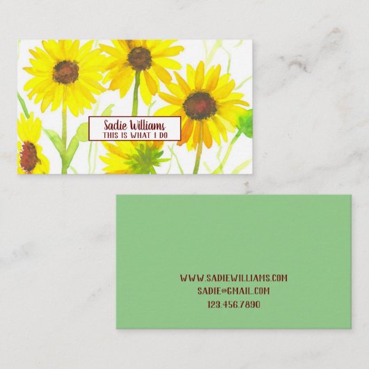Zonnebloemen Waterverf Wildflower Yellow Visitekaartje (Voorkant / Achterkant)