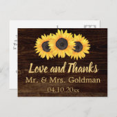 Zonnebloemen Weddenschap Briefkaart Rustic Wood (Voorkant / Achterkant)