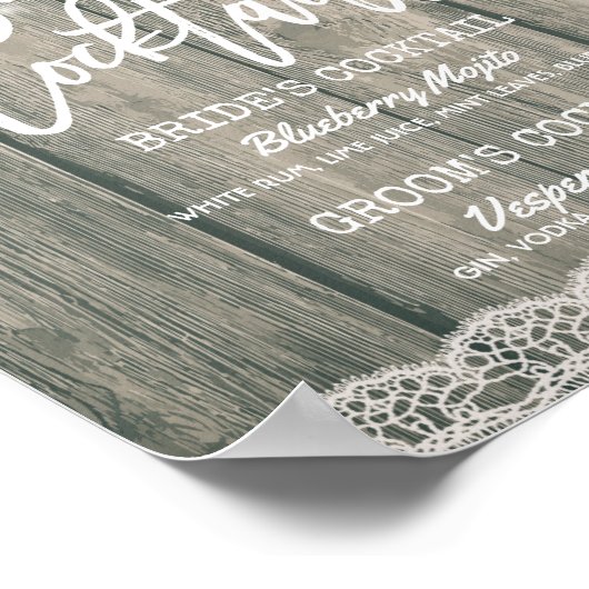 Zonnebloemen Weddenschap Cocktail Drink Menu Poster (Hoek)