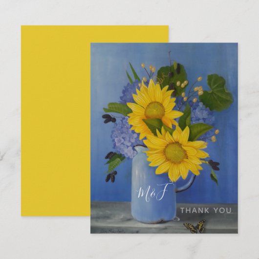 Zonnebloemen Weddenschap Hartelijk dank Bedankkaart (Voorkant / Achterkant)