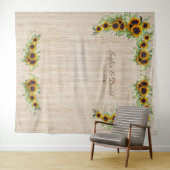  zonnebloemen Weddenschap Hout Foto Booth Wandkleed (In Situ (horizontaal))