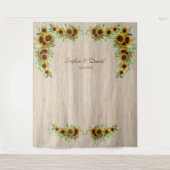  zonnebloemen Weddenschap Hout Foto Booth Wandkleed (Voorkant)