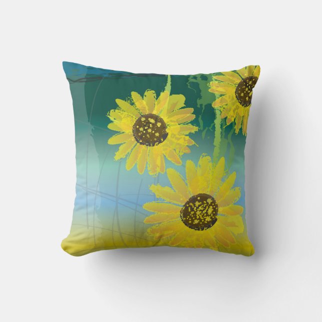 Zonnebloemen werpen kussen (Voorkant)