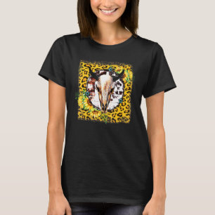 Zonnebloemen Westerne Turquoise Leopard Koe Bull S T-shirt