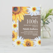 Zonnebloemen White Daisies Burlap 100th Birthday Kaart (Staand voorkant)