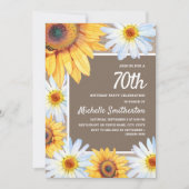 Zonnebloemen White Daisies Burlap 70th Birthday Kaart (Voorkant)