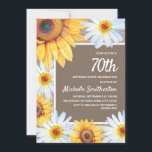 Zonnebloemen White Daisies Burlap 70th Birthday Kaart<br><div class="desc">Robuust geel en bruin zonnebloemen en witte dagbladen met mooie groene bladeren op een uitnodiging voor een 70e verjaardag voor vrouwen. Ideaal voor de zomer of de herfst. Neem contact met ons op voor hulp bij aanpassingen of om passende producten aan te vragen.</div>