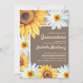 Zonnebloemen White Daisies Burlap Quinceañera 15th Kaart (Voorkant)