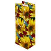 Zonnebloemen Wijn Cadeautas (Achterkant Gekanteld)