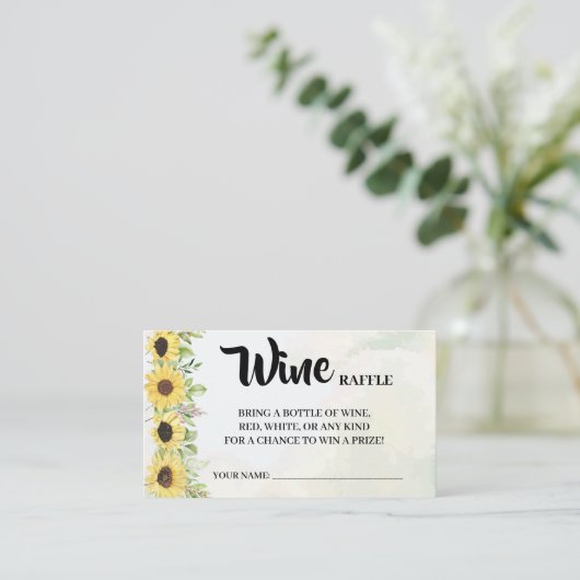 Zonnebloemen Wijn Raffle Ticket Vrijgezellenfeest  (Staand voorkant)