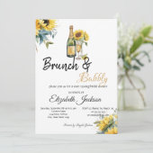 Zonnebloemen Wijnbrunch & Bubbly Vrijgezellenfeest Kaart (Staand voorkant)